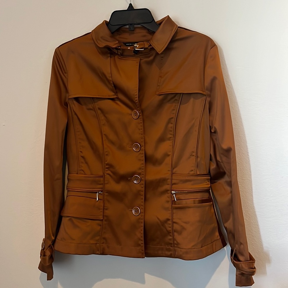 White House Black Market Brown Bomber Jacket